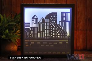 Cityscape Scenery DIY Shadow Box Light Box 8x8, 12x12