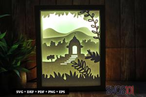 Hindu Temple Paper 3D Shadow Box SVG 8x10