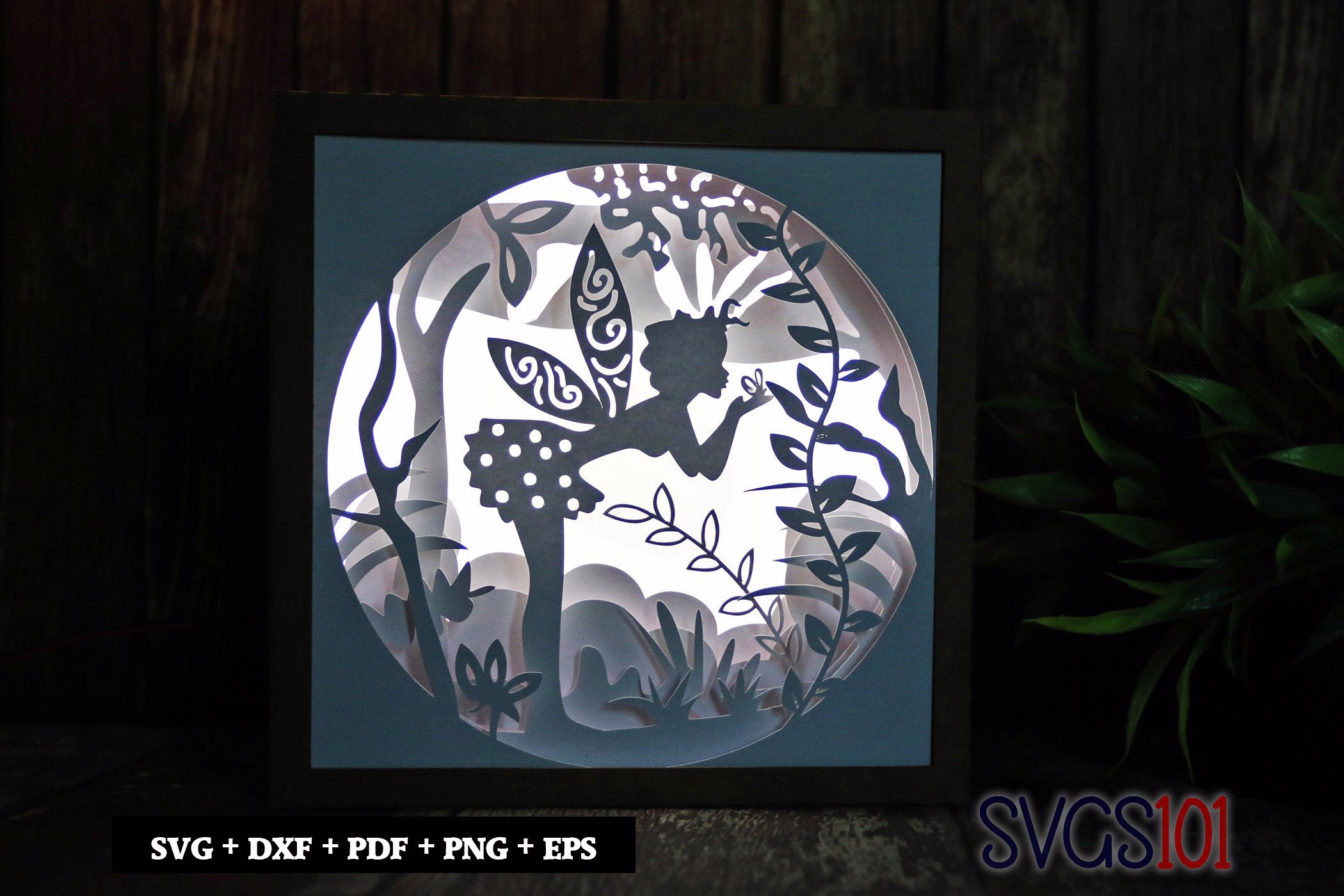 Princess Fairy Paper 3D Shadow Box SVG 8x8 12x12