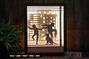 Young Boys Dancing Shadow Box SVG 8x10