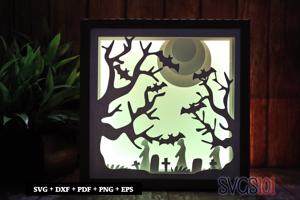 Halloween background with silhouettes Shadow Box Light Box 8x8, 12x12