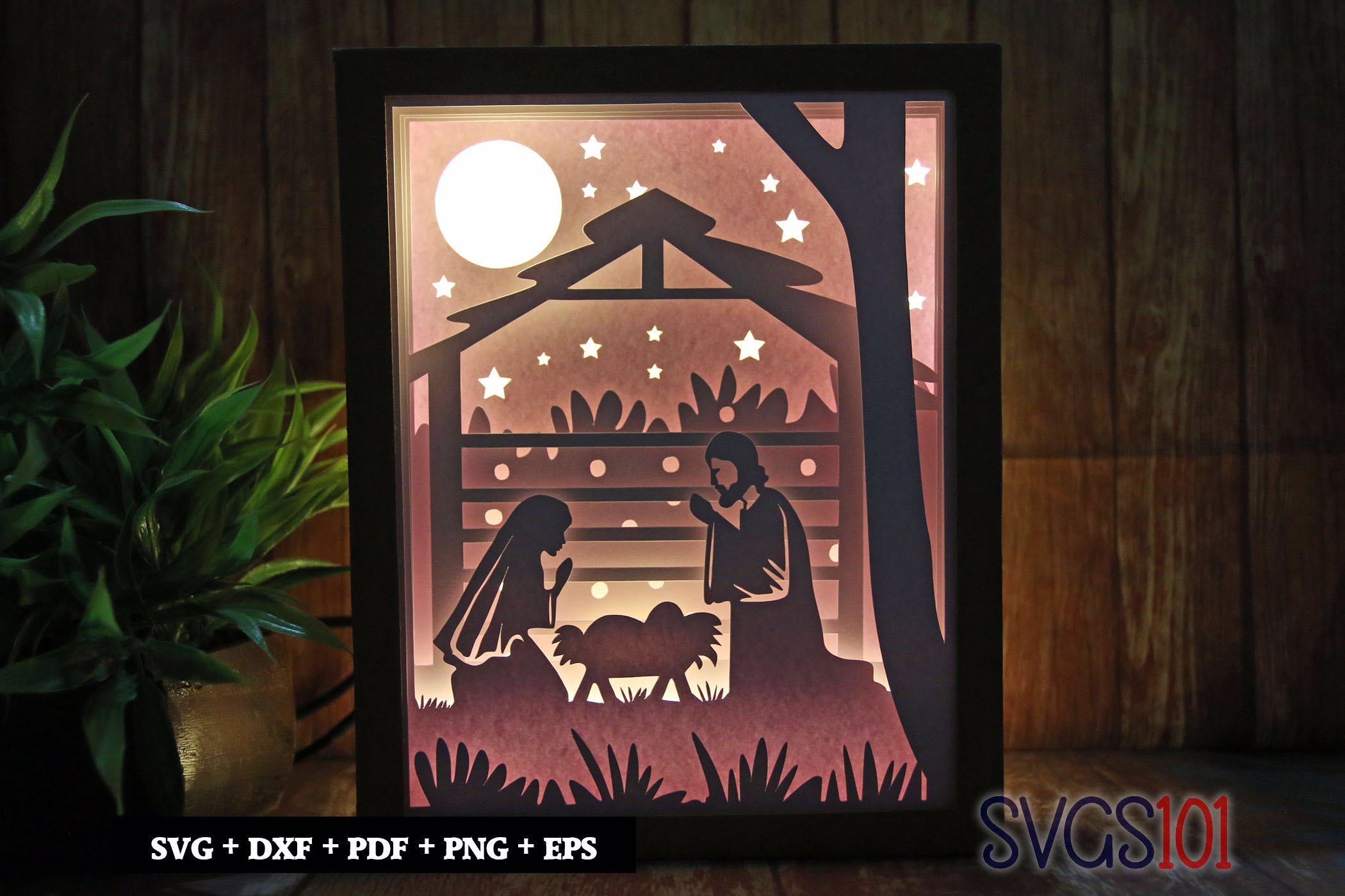 Nativity Scene Shadow Box SVG 8x10