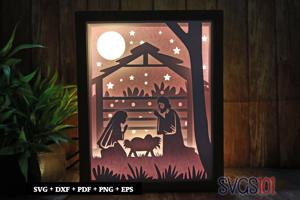 Nativity Scene Shadow Box SVG 8x10