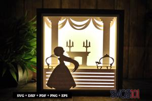 Beautiful Princess in castle Shadow Box Light Box 8x8, 12x12