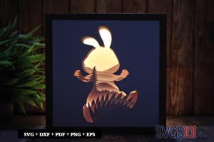 Bunny Dancing LED Light Box Shadow Box Square 8x8, 12x12