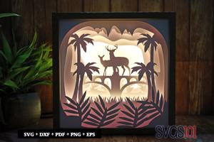 Deer on Bridges LED Light Box Shadow Box Square 8x8, 12x12