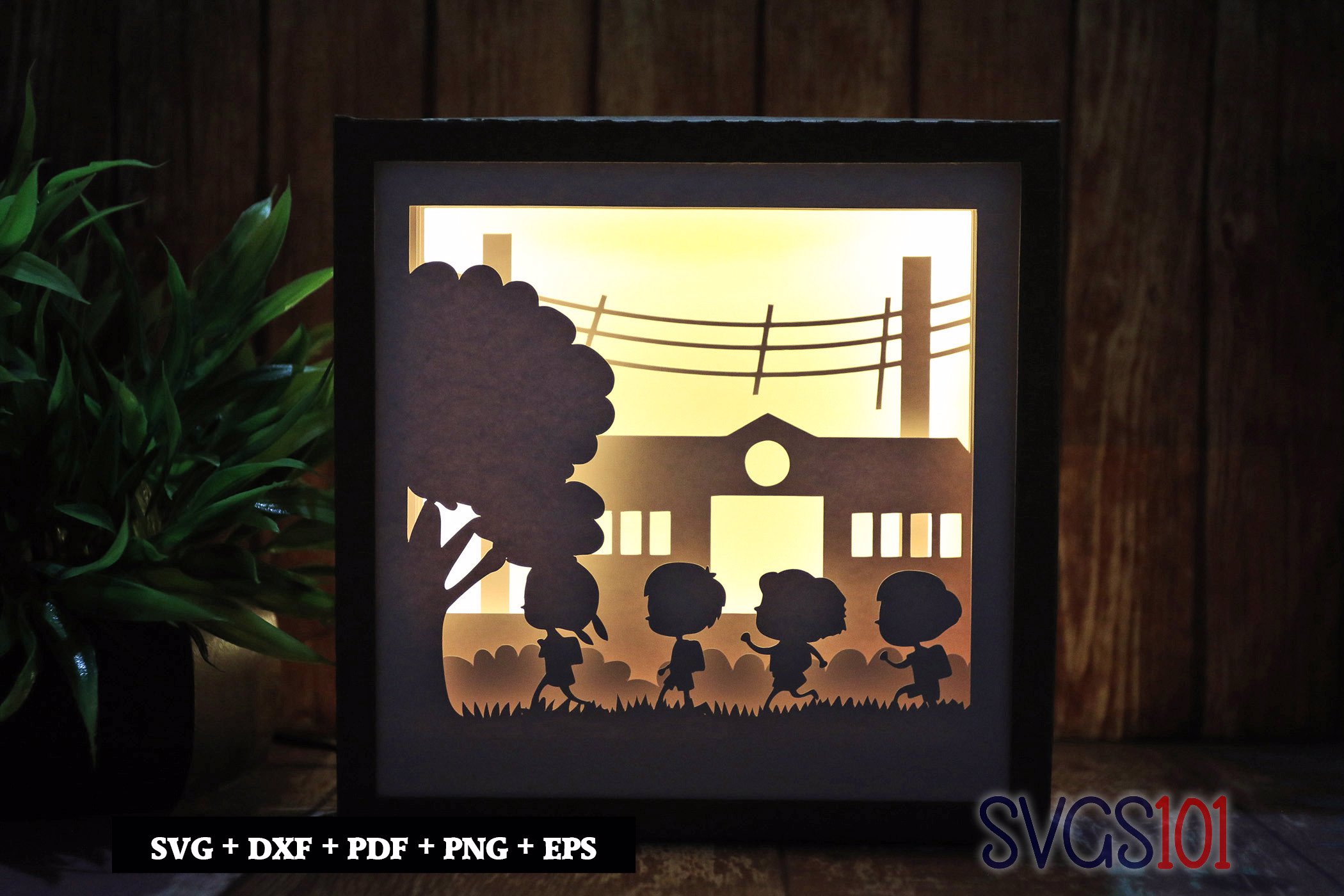 Going to School Paper 3D Shadow Box SVG 8x8 12x12