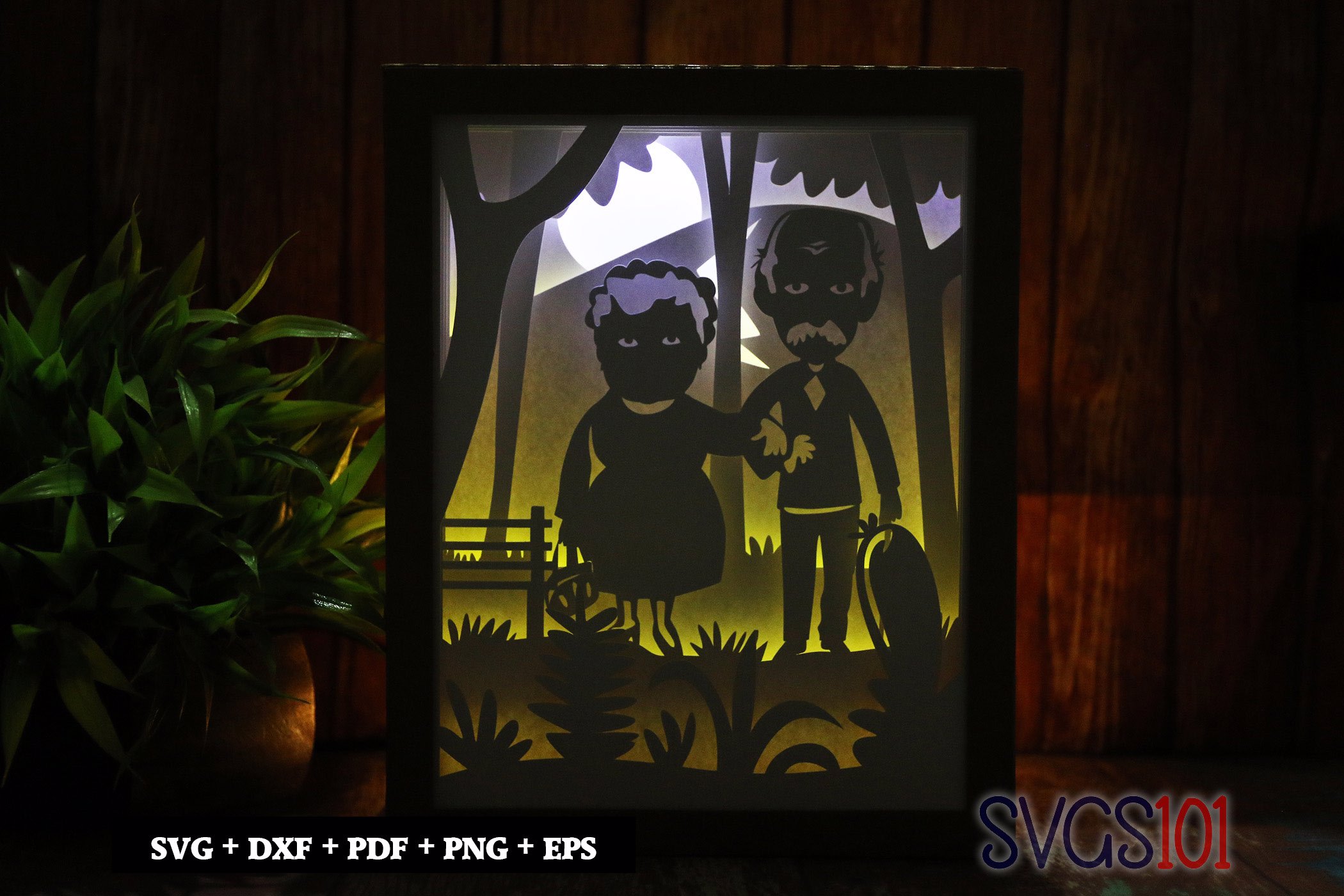 Grandma and grandpa together Paper 3D Shadow Box SVG 8x10