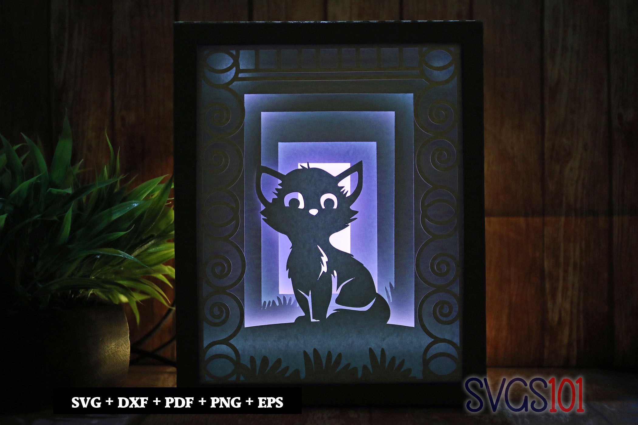 Cute Cat DIY Shadow Box Light Box 8x10