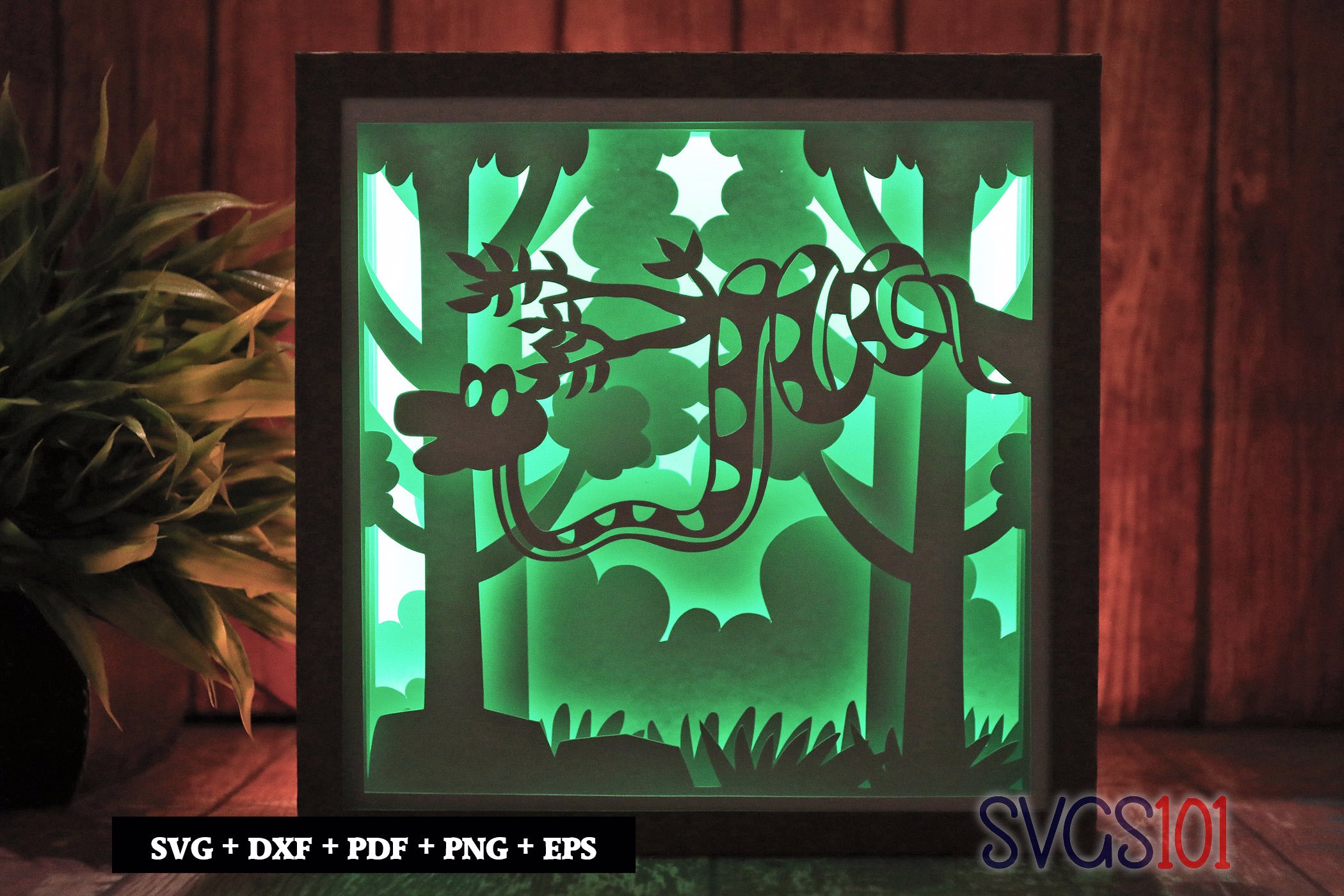 Snake on Tree Shadow Box Light Box 8x8, 12x12