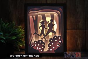 Boy and Girl Runners Light Box SVG 8x10 Portrait