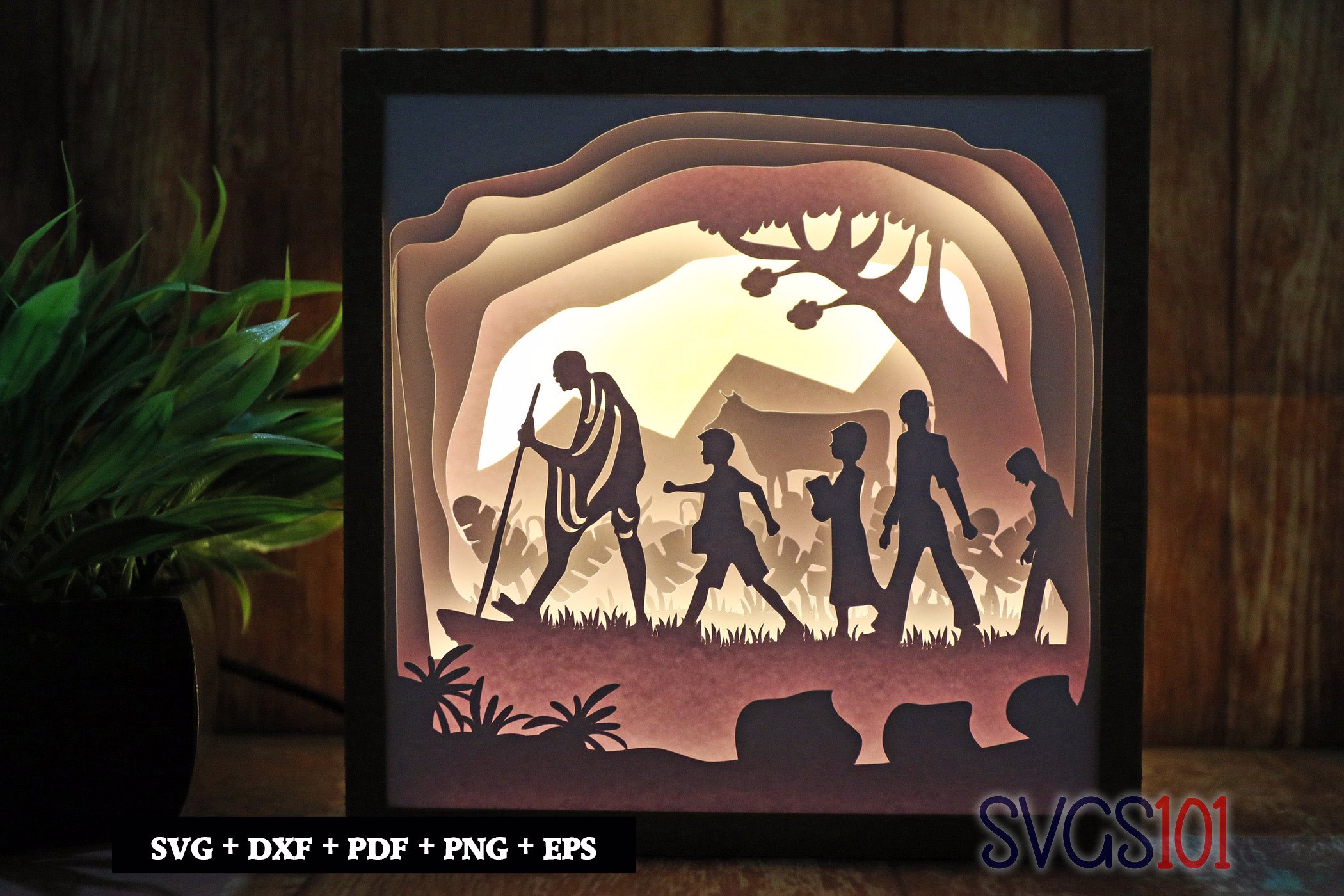 Gandhi Followers DIY Shadow Box Light Box 8x8, 12x12