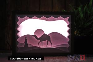 Camel in Desert Light Box SVG 5x7 Landscape