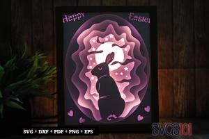 Happy Easter Bunny Shadow Box 8x10 Rectangle