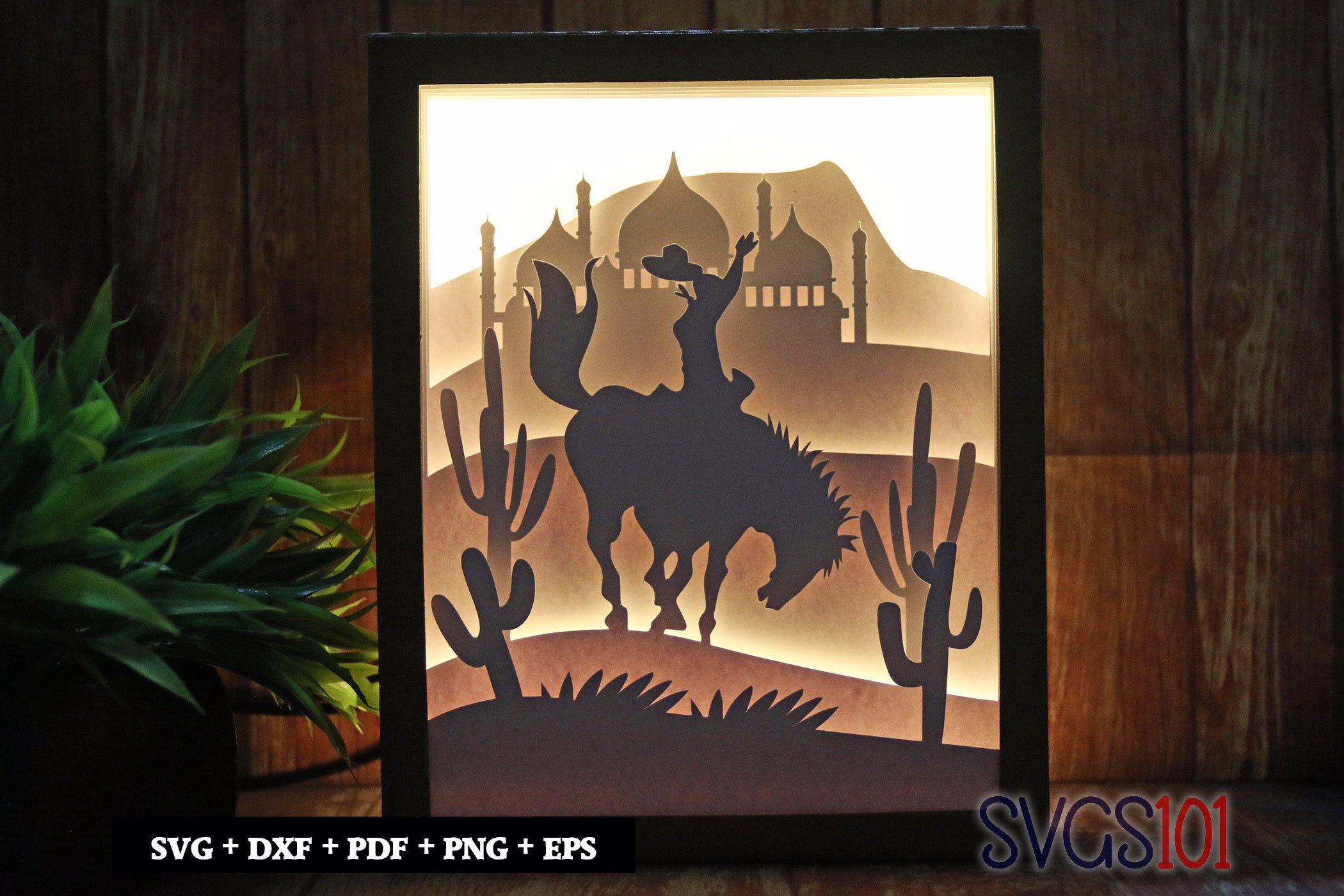 Rider With His Horse DIY Shadow Box Light Box 8x10