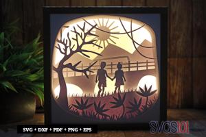 Boy and Girl Holding Hands Shadow Box Light Box 8x8, 12x12