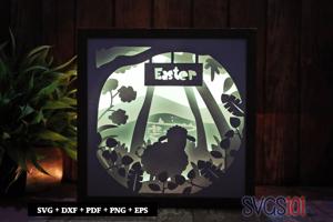 Easter Lamb Square Shadow Box SVG 8x8 10x10 12x12