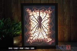 Spider Web Paper 3D Shadow Box SVG 8x10