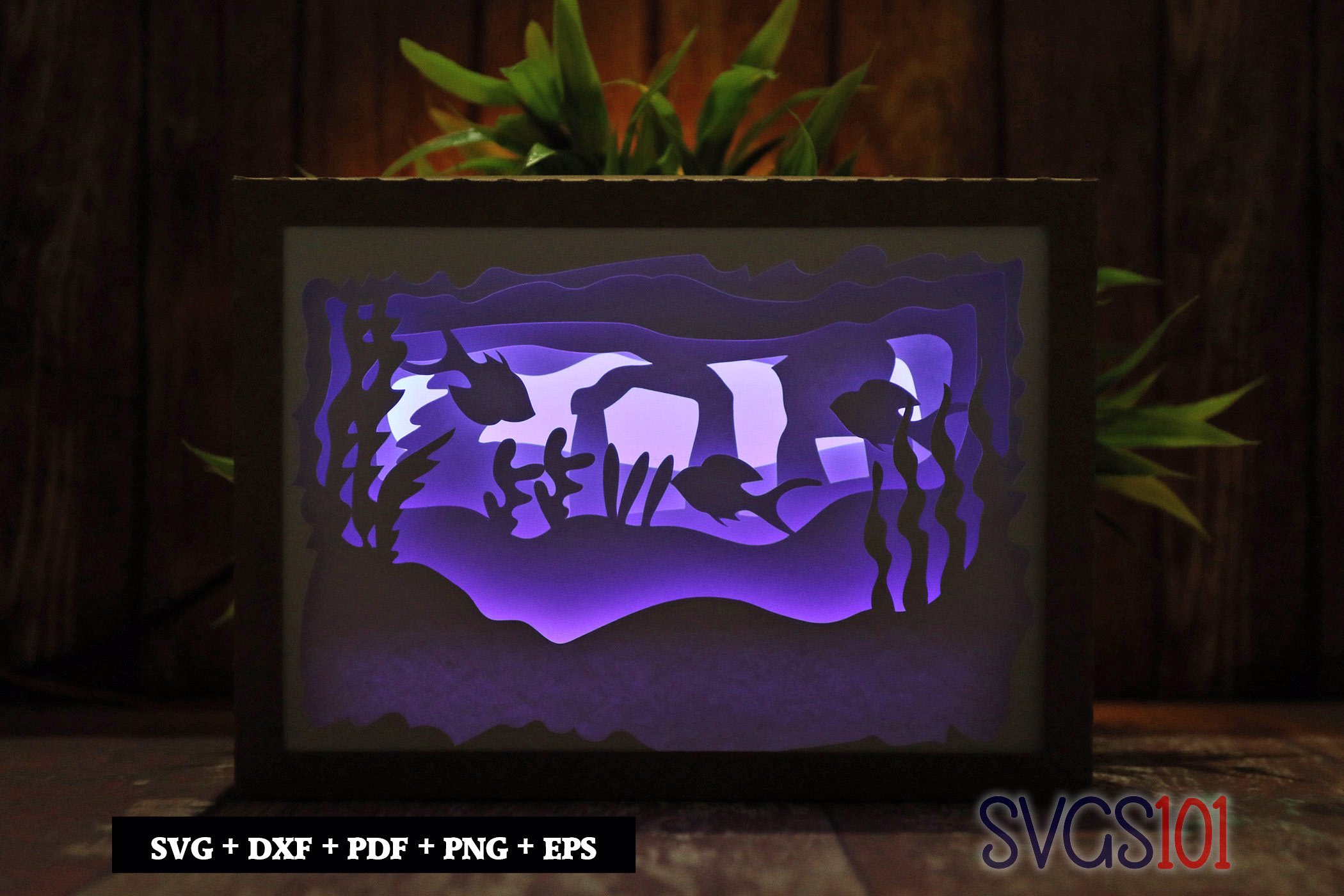 Underwater Life DIY Shadow Box Light Box 5x7