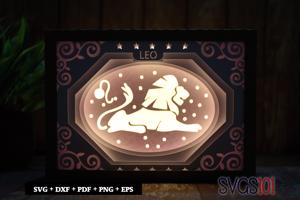 Leo Zodiac Sign Light Box SVG 5x7 Landscape