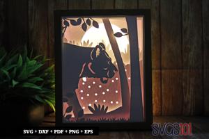 Close up of Lioness Shadow Box SVG 8x10